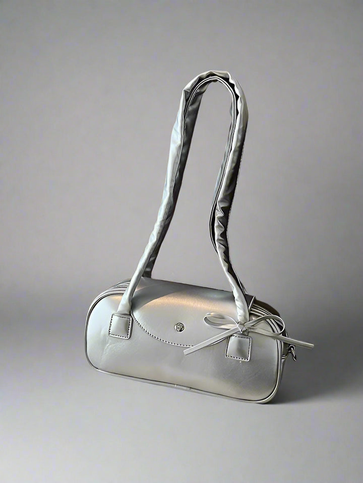 Silver Sleek Bow Handbag