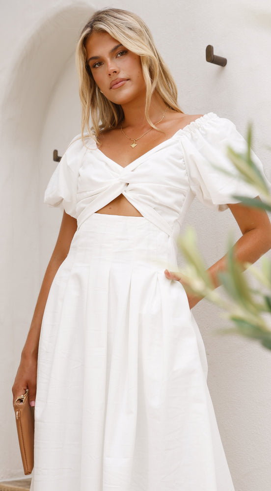 White Sweetheart Neckline Cut Out Dress