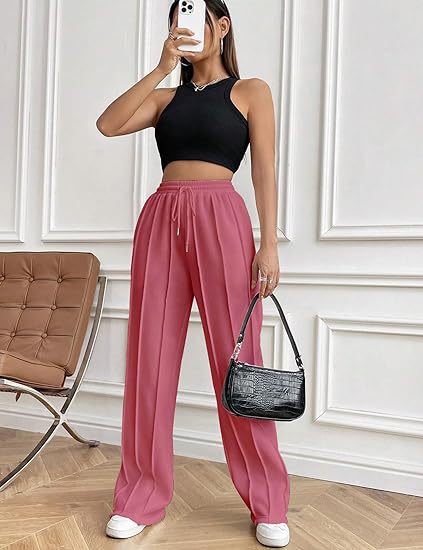 Pink Elasticated Regular Fit Drawstring Joggers