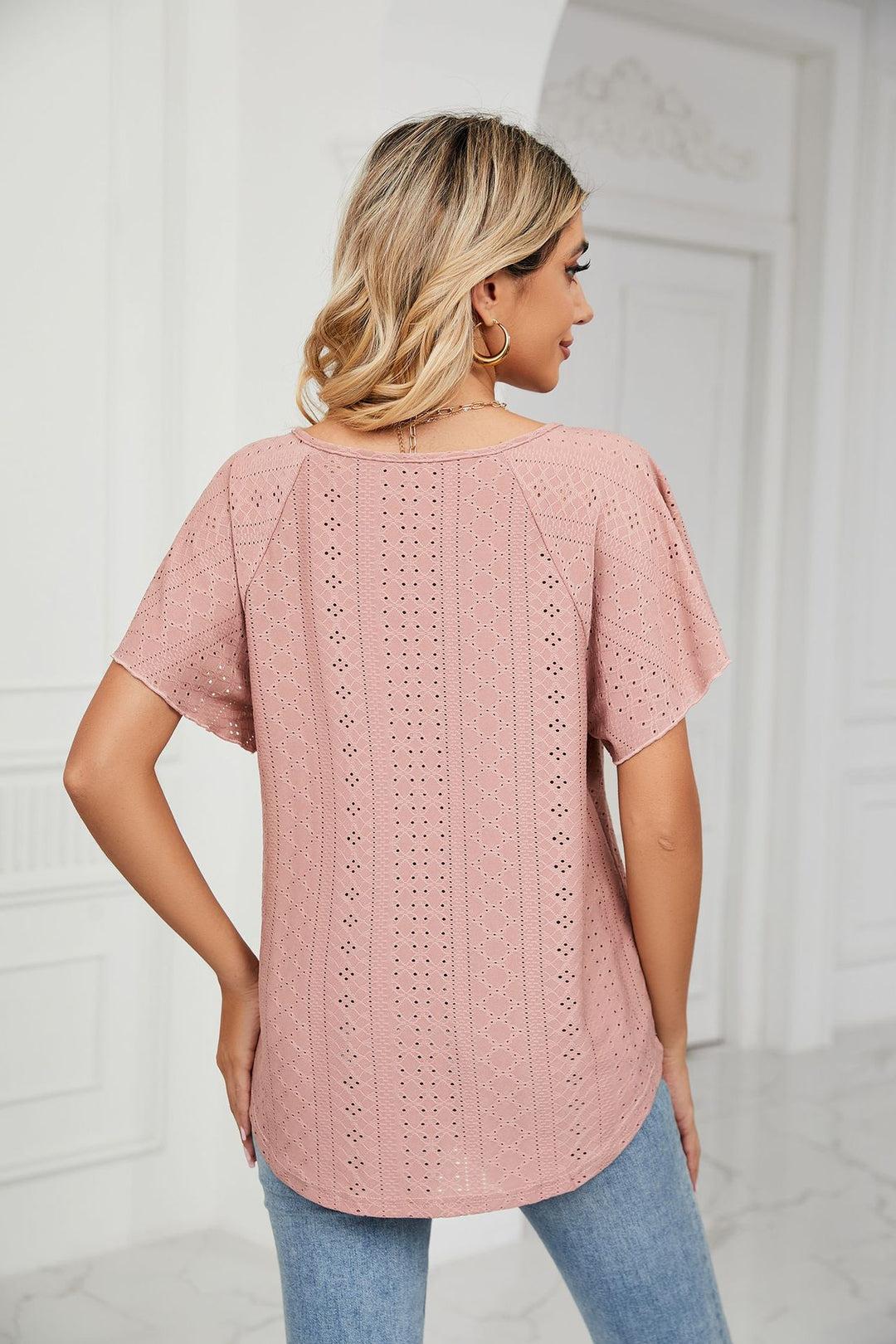 Nude Flared Sleeves Tie Up Top