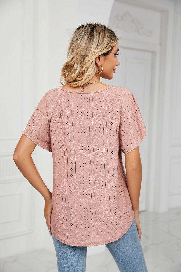 Nude Flared Sleeves Tie Up Top