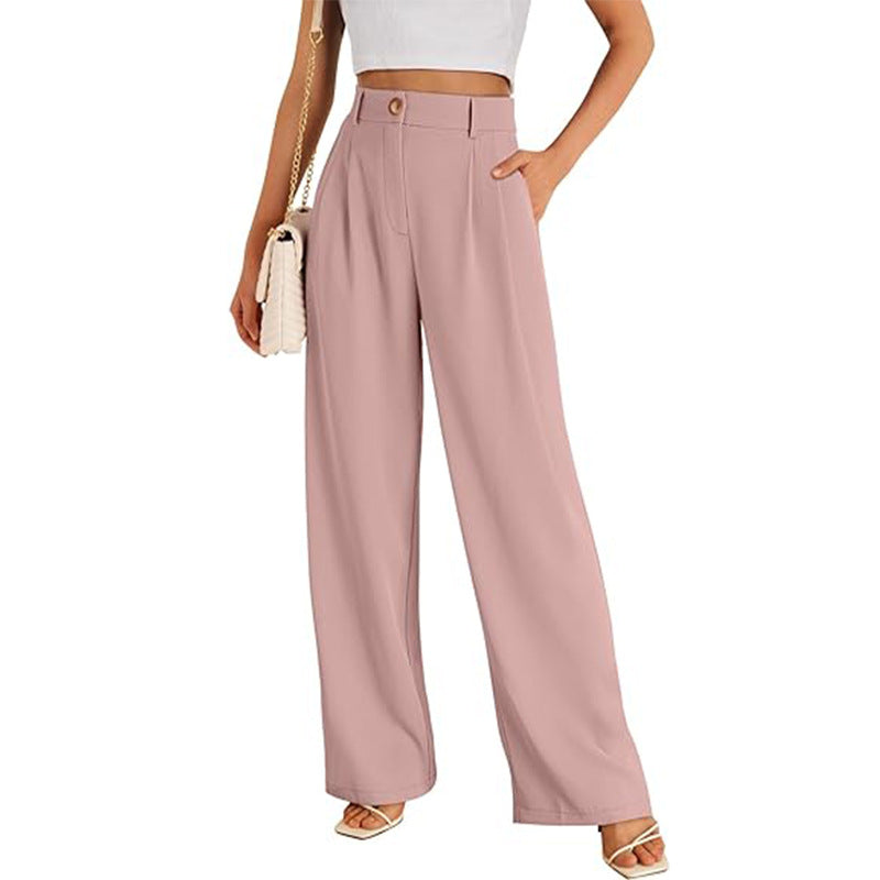 Pink Wide Leg Pleated Pants