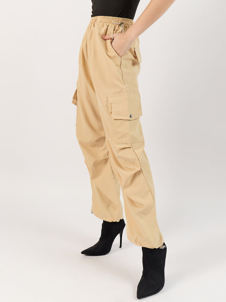 Khaki Elasticated Parachute Pants