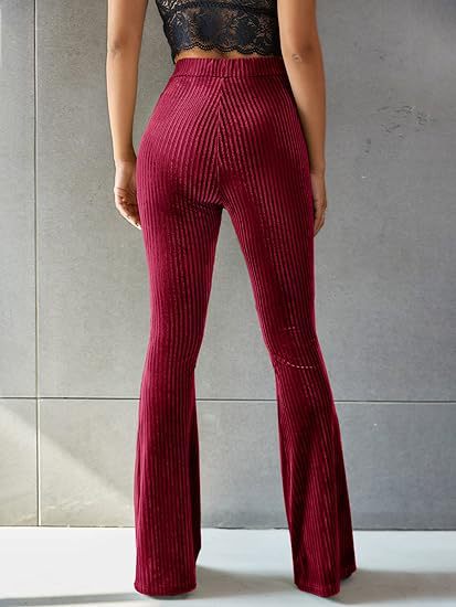 Burgundy Fitted And Flared Trouser