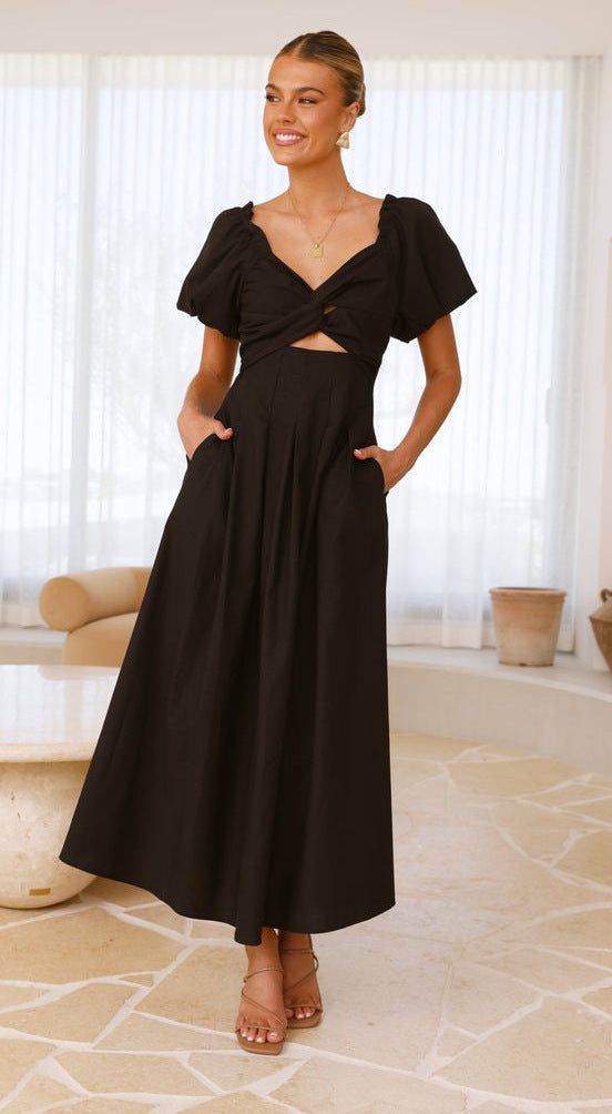 Black Sweetheart Neckline Cut Out Dress