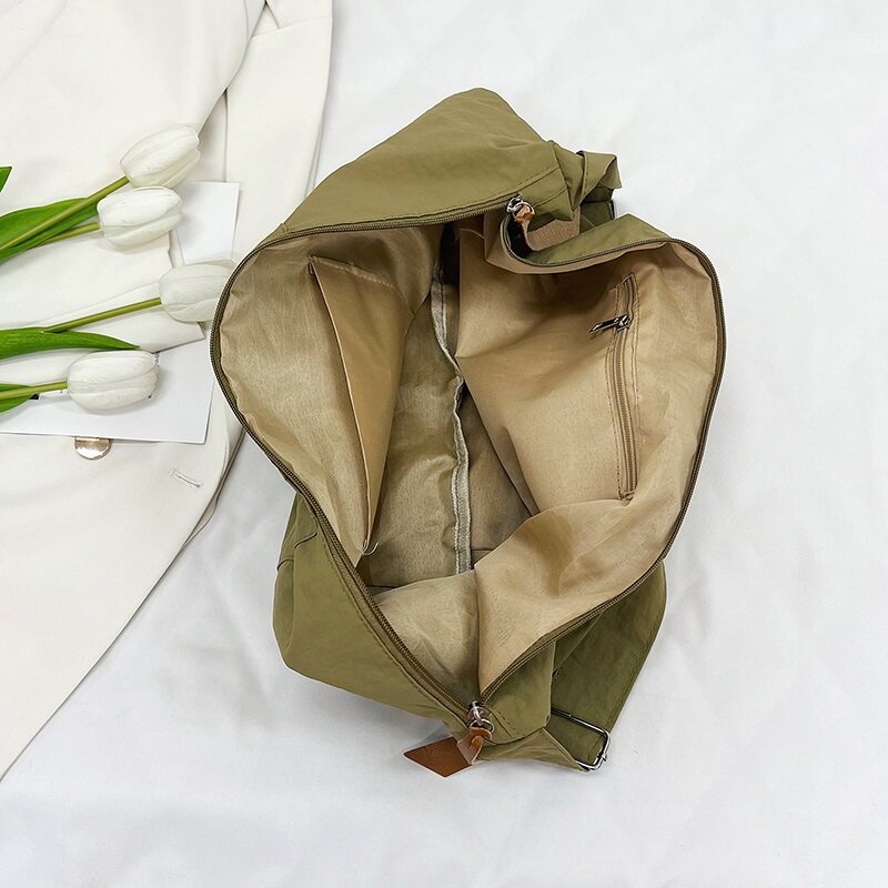 Khaki Solid Shopper Hobo Bag
