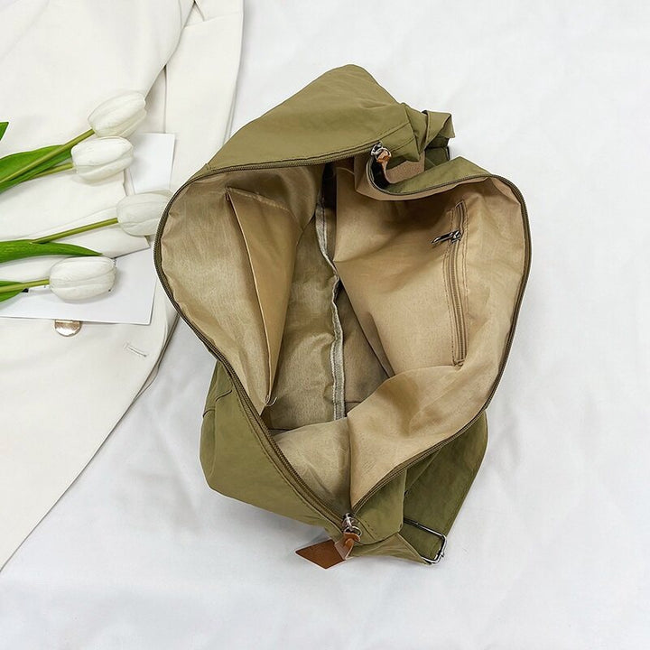 Khaki Solid Shopper Hobo Bag