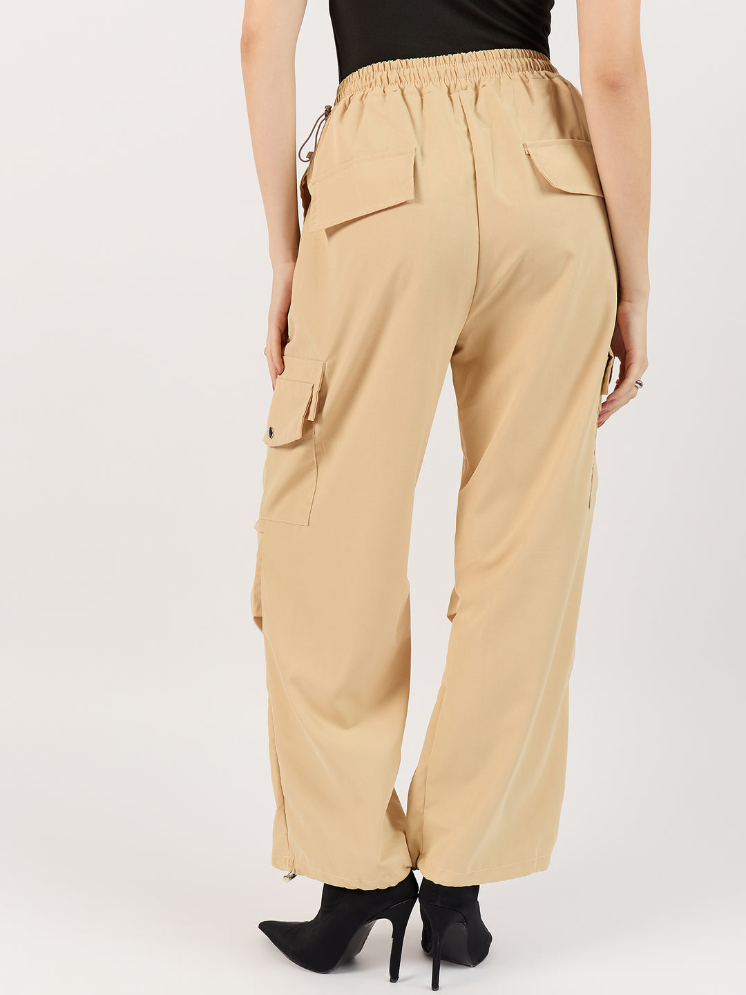 Khaki Elasticated Parachute Pants
