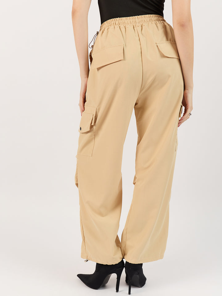 Khaki Elasticated Parachute Pants