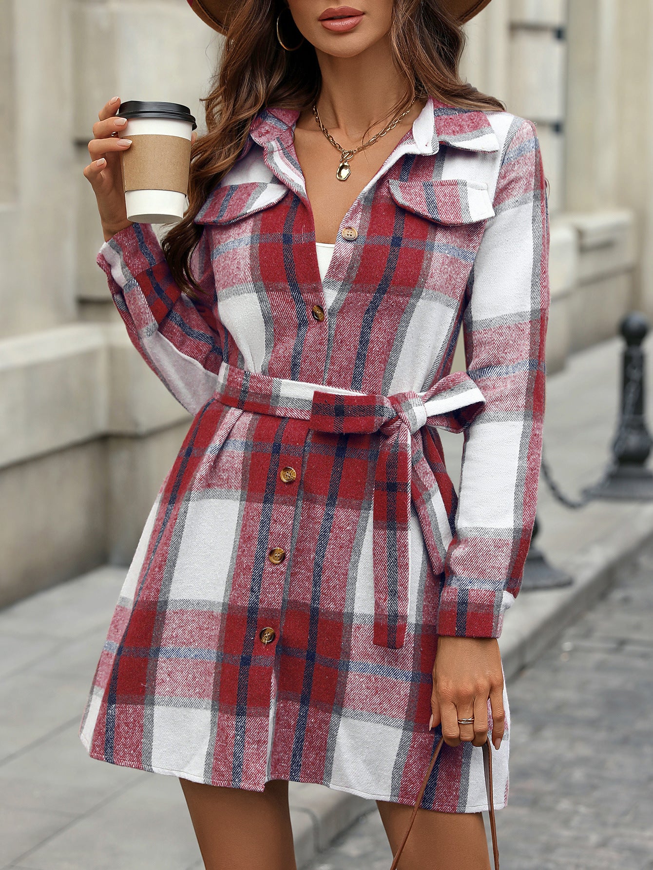 Red Flannel Shirt Dress