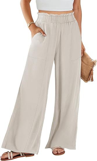 Cream Elasticated Flare Trouser