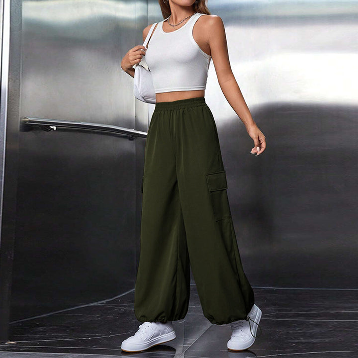 Olive Flat Waistband Pleated Trouser