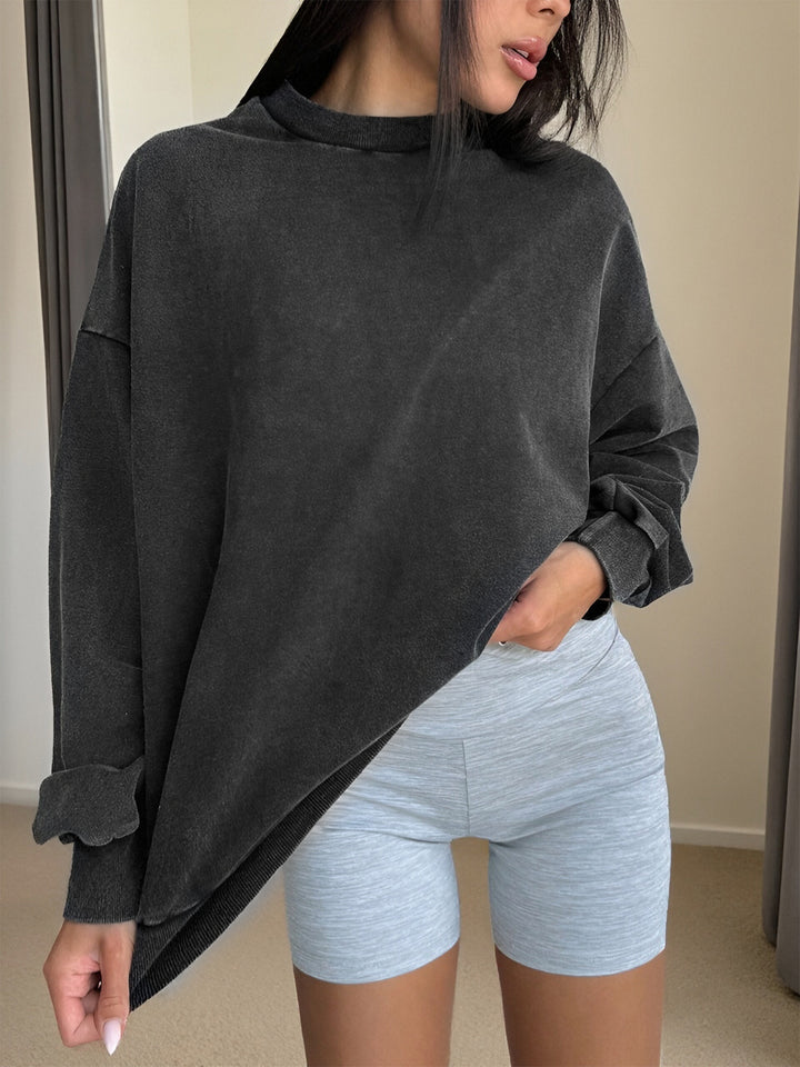 Charcoal One shoulder relaxed sweatshirt