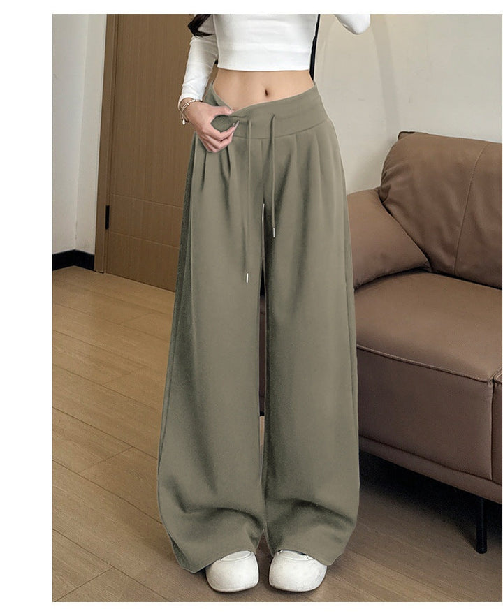 Khaki High Waist Barrel Style Double Pleated Sweatpant