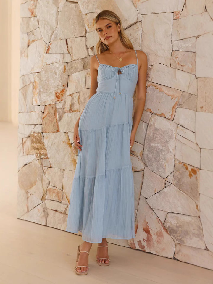 Blue Bustier Top Tiered Dress