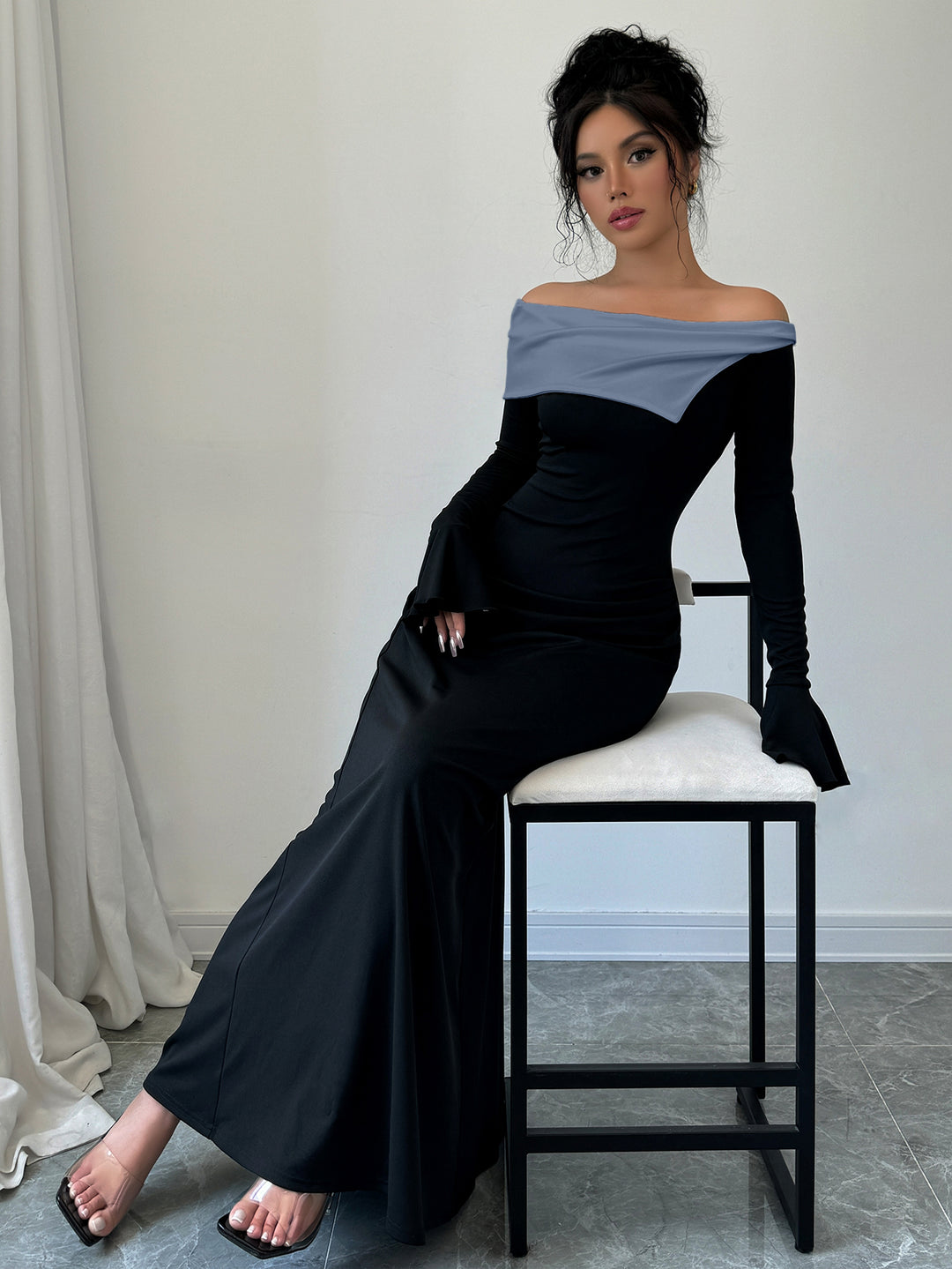 Black Full Sleeve Off Shoulder Dress