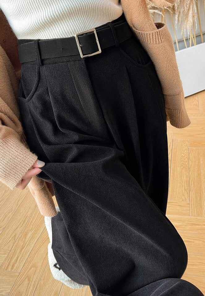 Black Wide Leg Pleated Pants