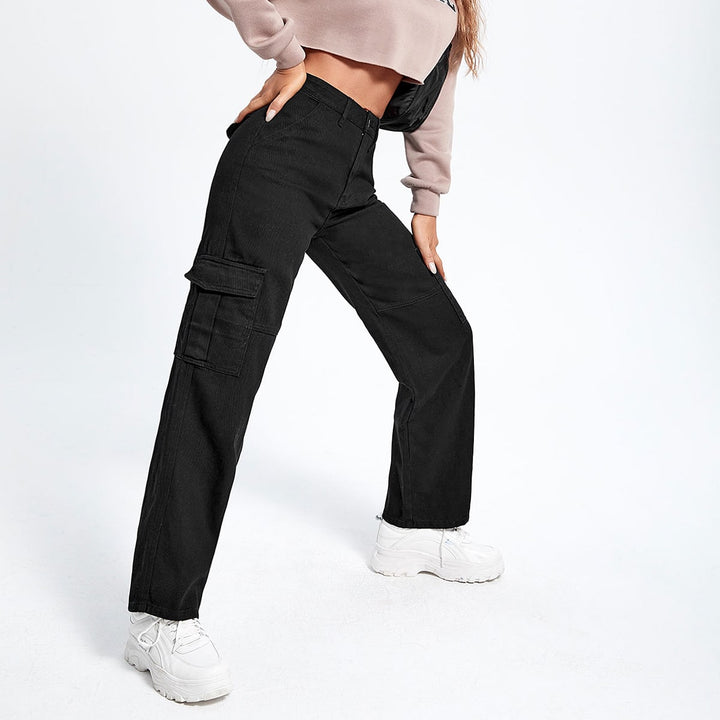 Black Cargo Pocket And Flap Pocket Detailed Jeans