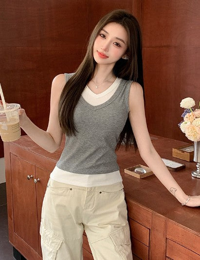 Grey Twofer Look Tank Top