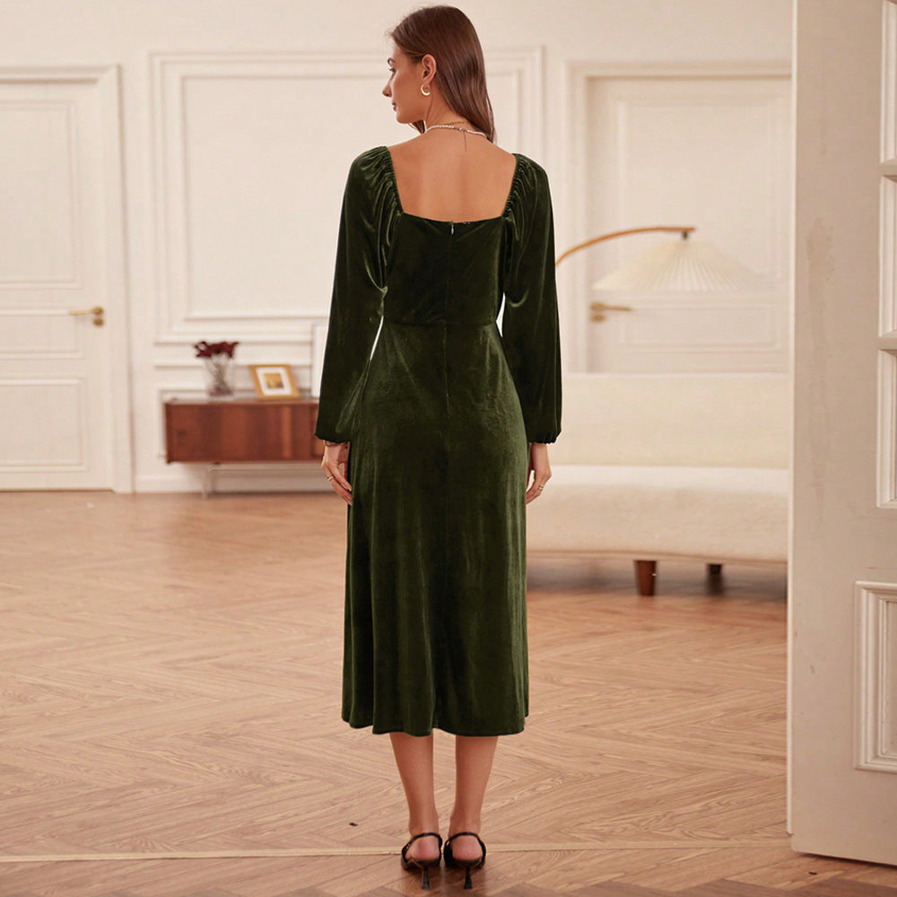 Olive Bustier Velour Dress