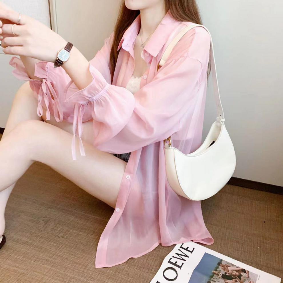 Pink Longline Sheer Shirt