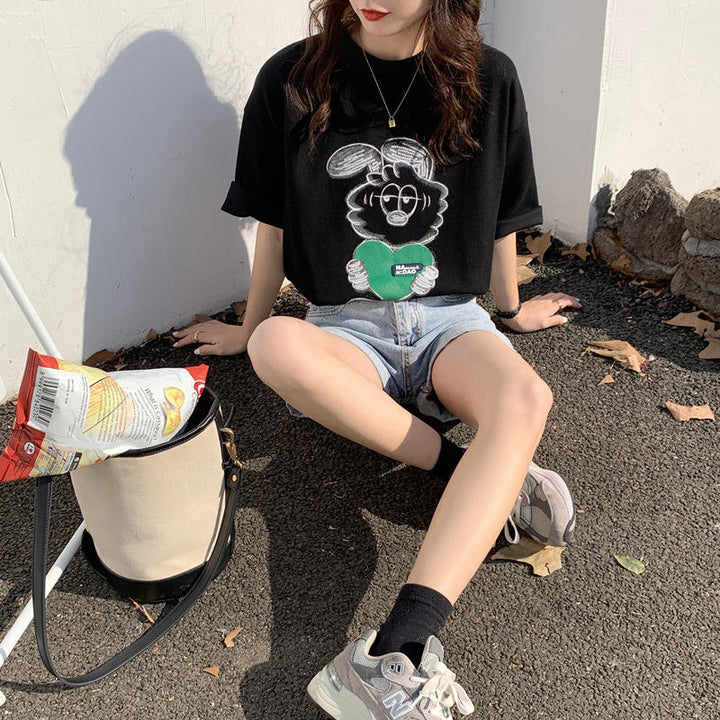 Black Chest Print Graphic Tshirt