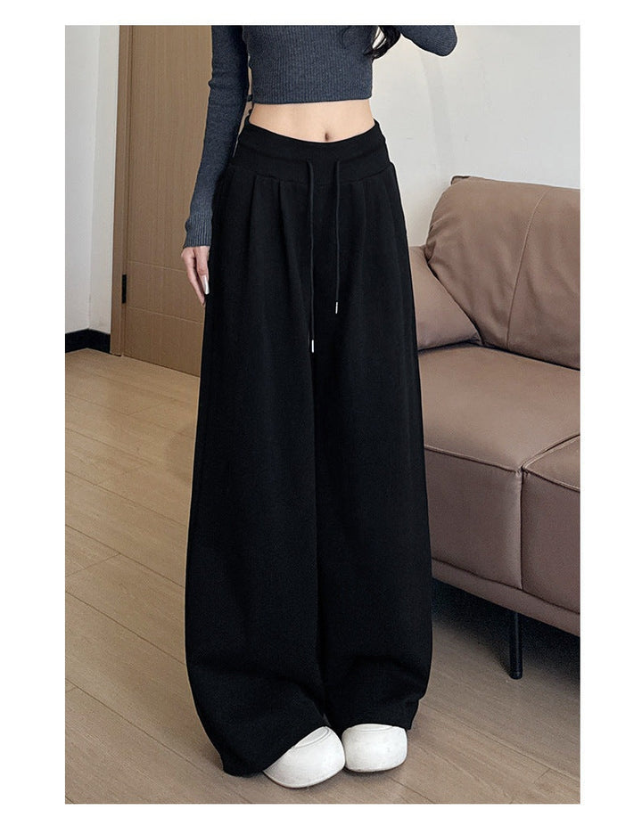 Black High Waist Barrel Style Double Pleated Sweatpant