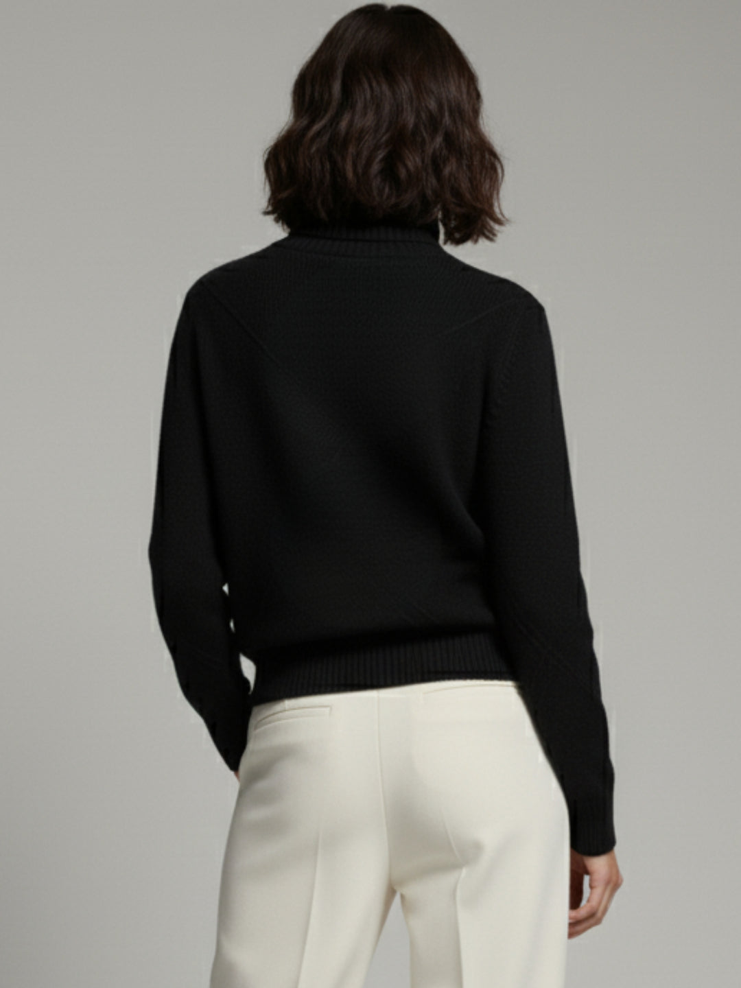 Black Textured Regular Basic Sweater