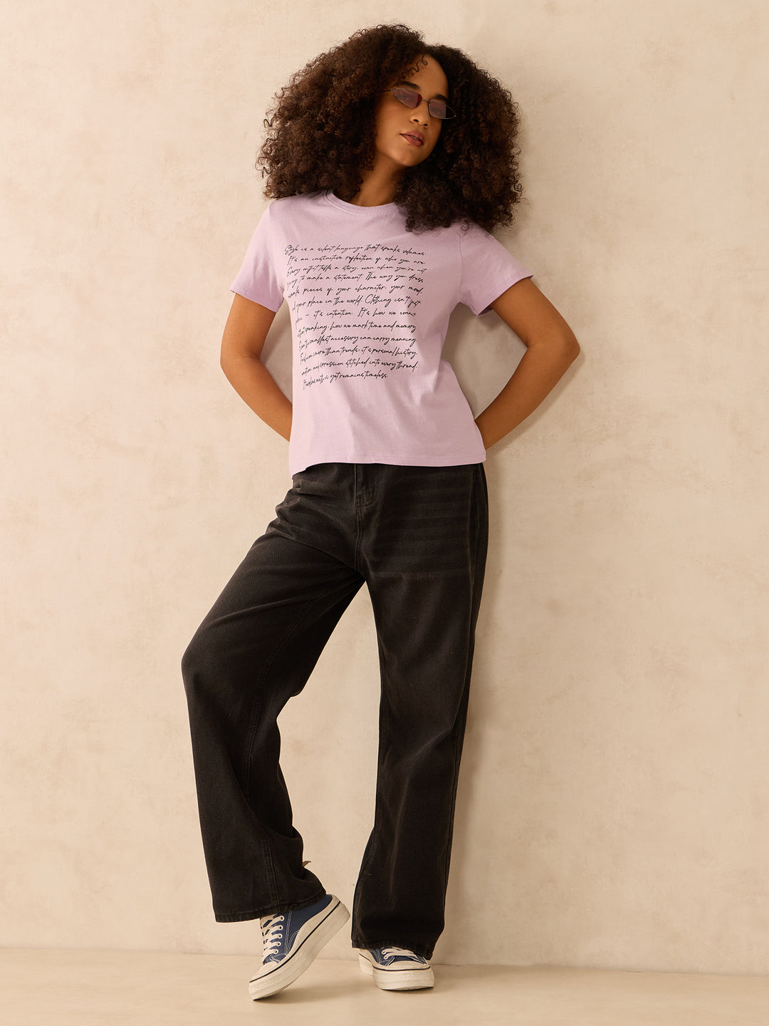 Lilac Regular Fit Graphic Tshirt