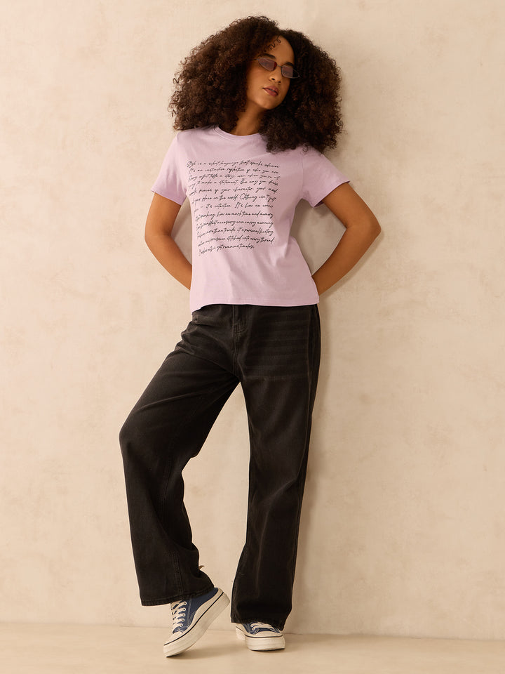 Lilac Regular Fit Graphic Tshirt