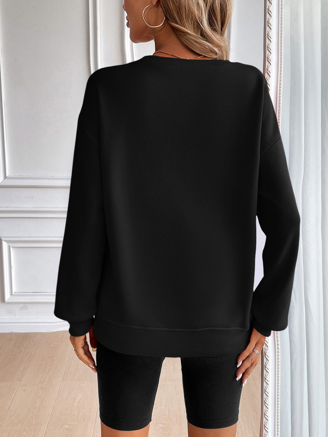 Black  Shouler Drop Pullover
