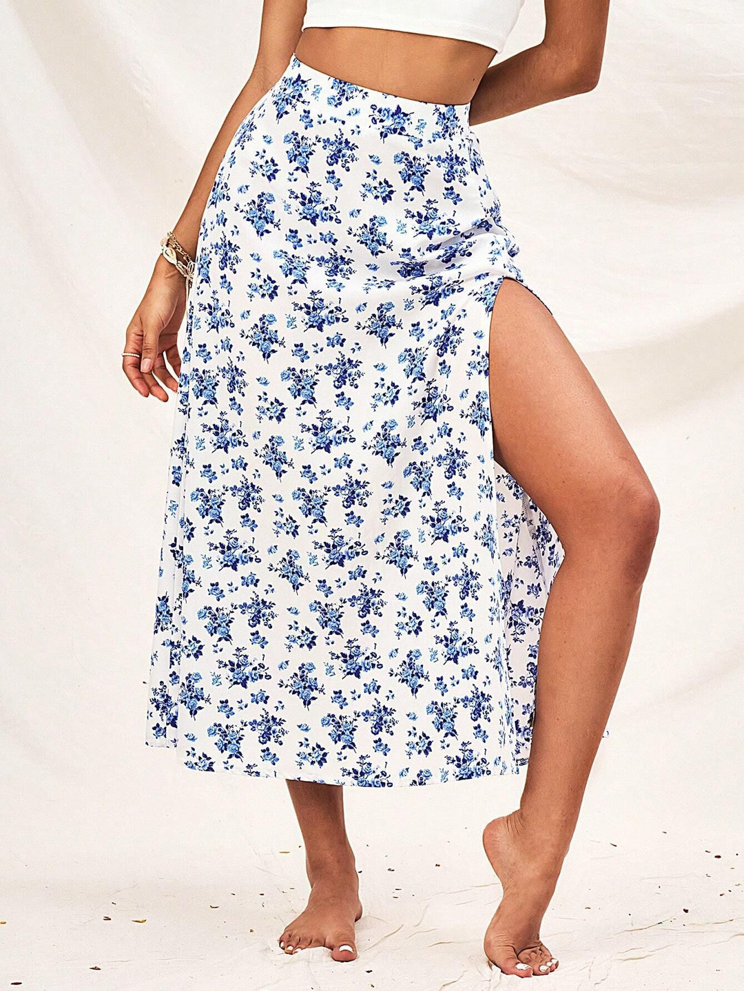 White A-Line Slit Skirt
