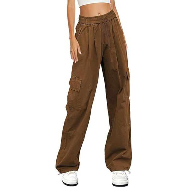 Brown Elasticated Waistband Trousers With Cargo Pockets