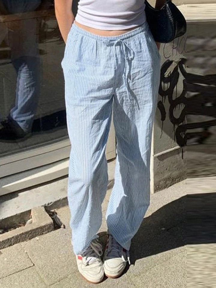 Blue Straight Fit Casual Trouser