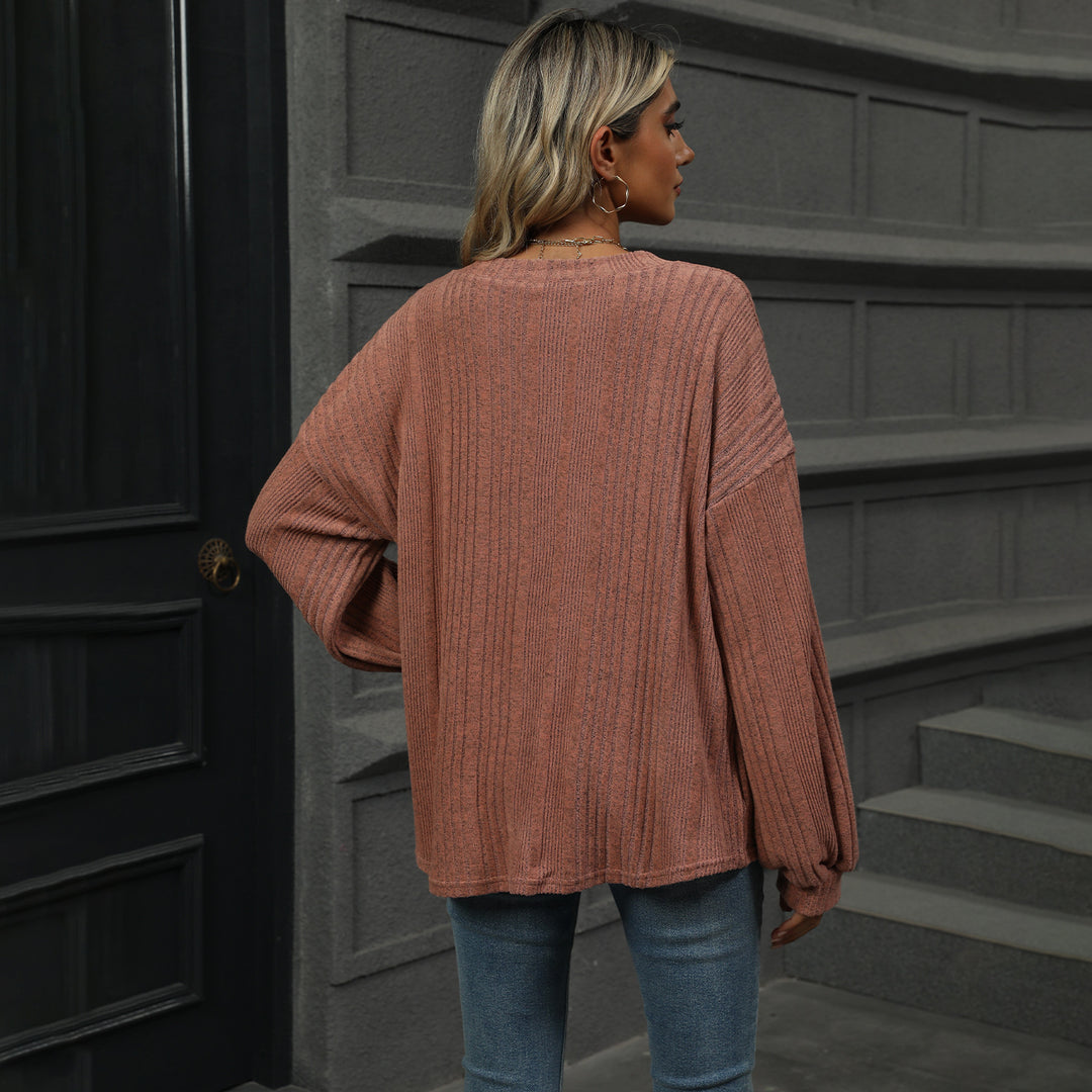 Mauve Bishop Sleeve Solid Relaxed Top