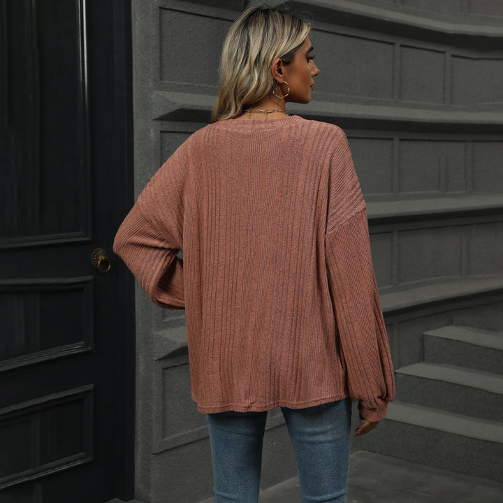 Mauve Bishop Sleeve Solid Relaxed Top