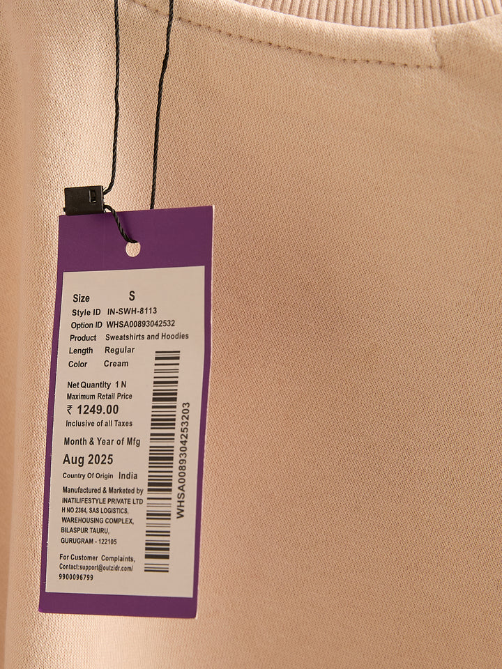 Cream Retro Racing Graphic Russian Fleece Pullover