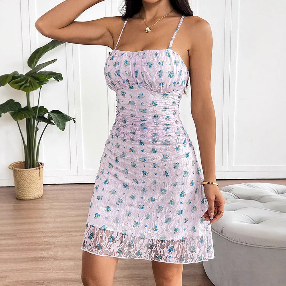 Multi Ruched Printed Mini Dress