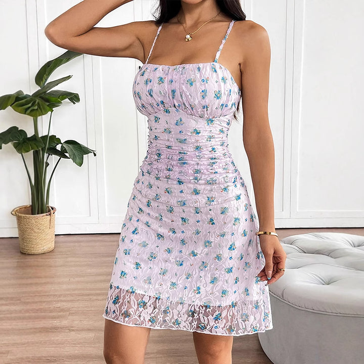 Multi Ruched Printed Mini Dress