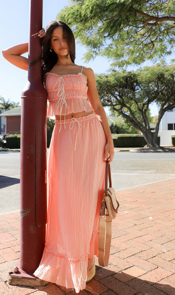 Pink Top And Skirt Co-Ord Set