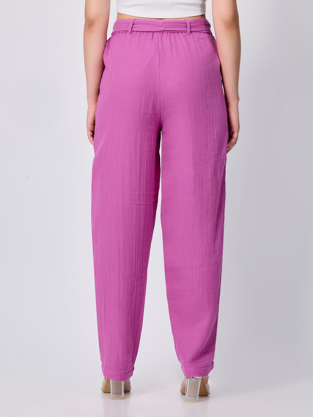 Pink Printed Straight Fit Trouser