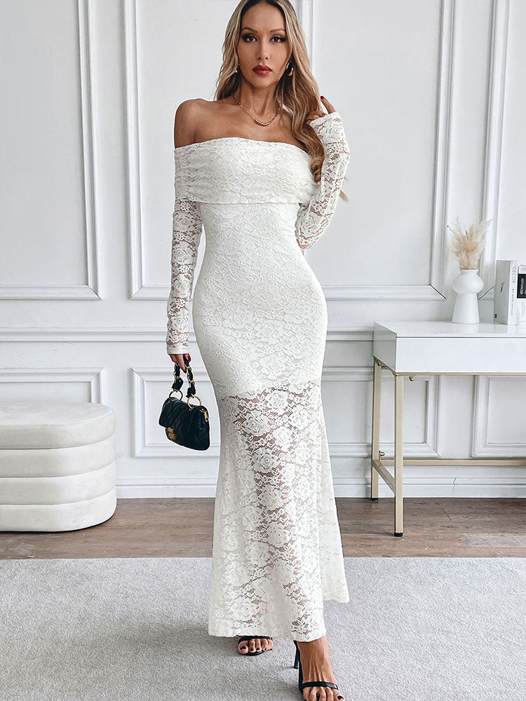 White Bardot Top Maxi Dress