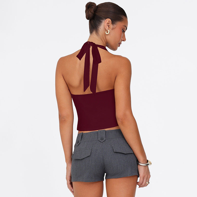 Burgundy Halter Fitted Camisole