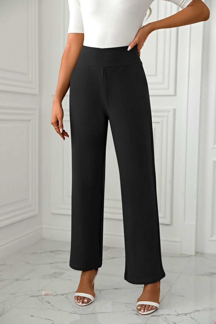 Black Straight Fit Elasticated Pant