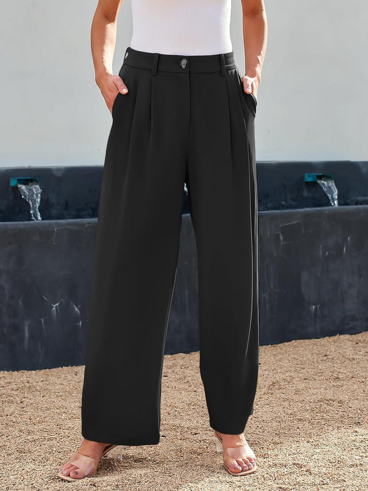 Wide Leg Black Pleated Pants