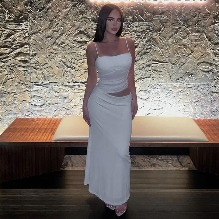 White Strappy Cut Out Mesh Dress