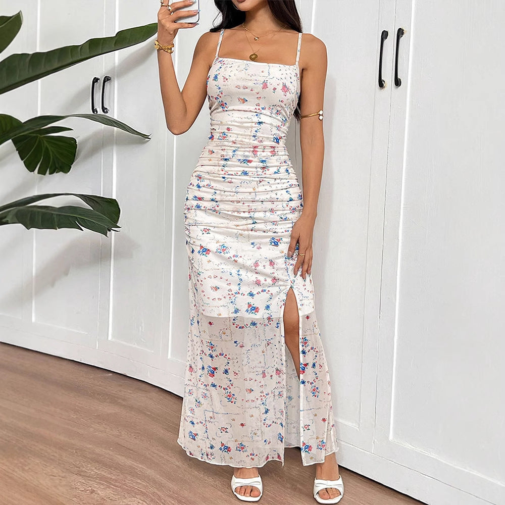 Multi Strappy Printed Maxi Dress