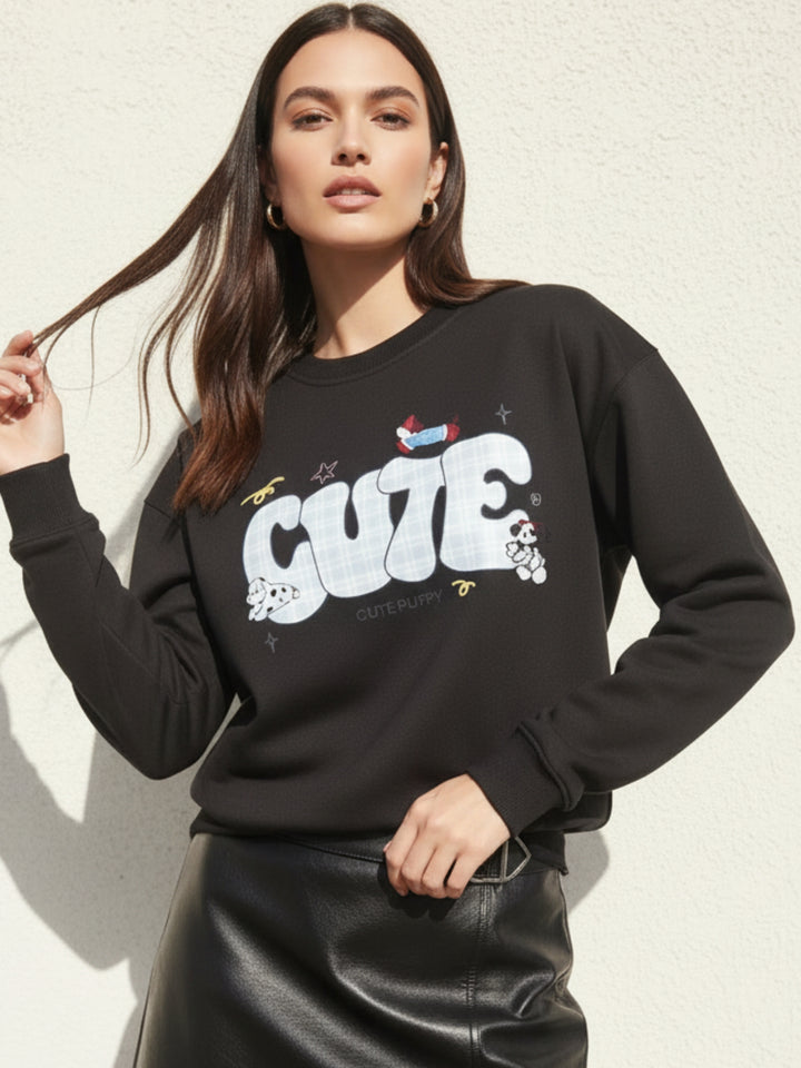 Black Graphic Oversized Sweatshirt