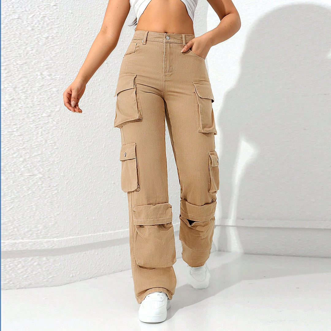 Beige Coloured Utilitarian Denims