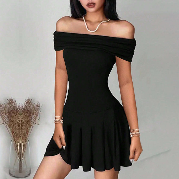 Black Off Shoulder Fitted Dress